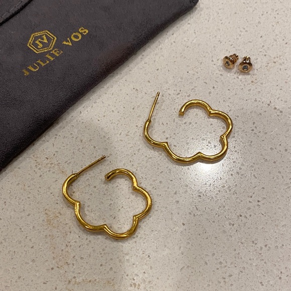 Julie Vos Gold Clover Hoop Earrings - Picture 4 of 6